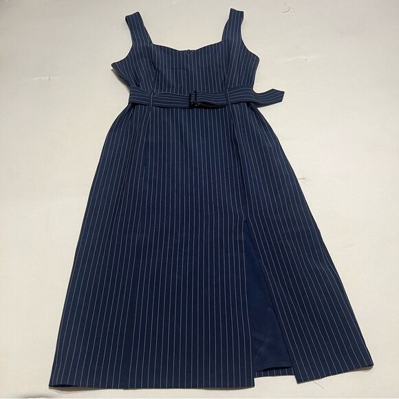 Banana Republic Factory 6P Navy Pinstripe Sleeveless Midi Dress - Picture 1 of 7